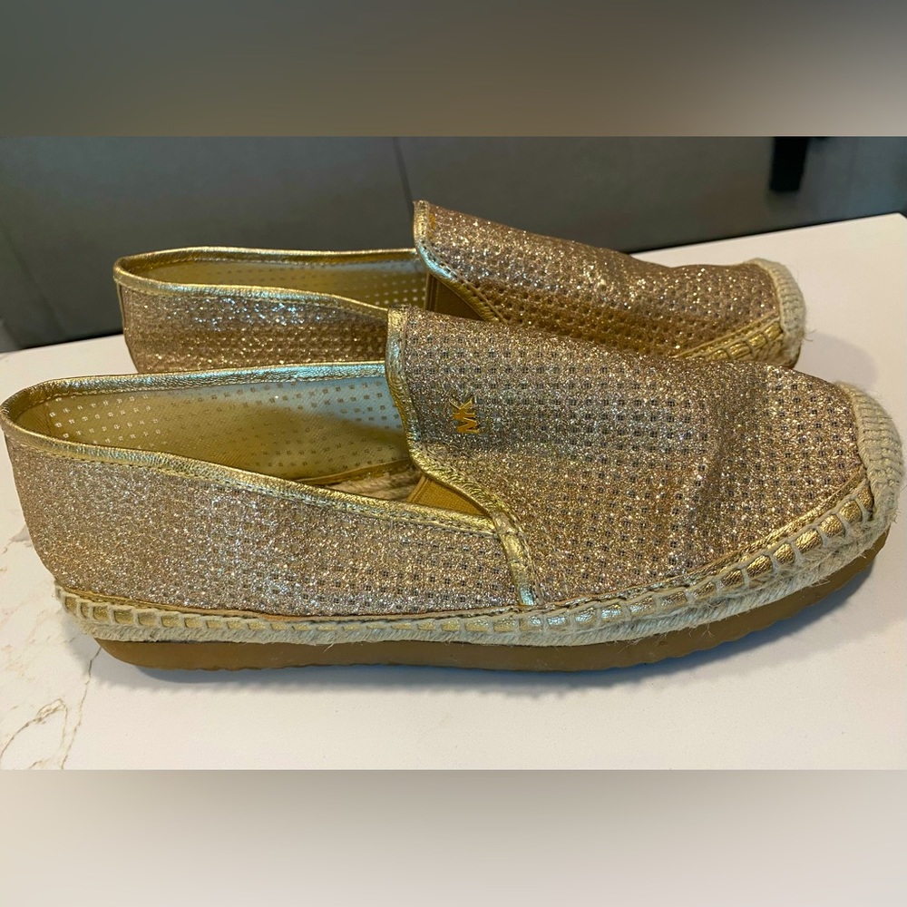 Michael Kors Women's Kendrick Slip-On Espadrille Flats Gold Glitter